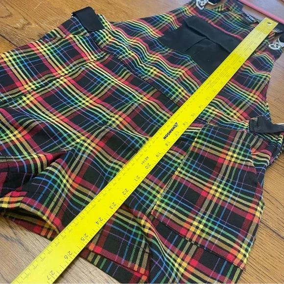 Hot Topic Rainbow Grid Utility Shortalls S - Picture 10 of 16